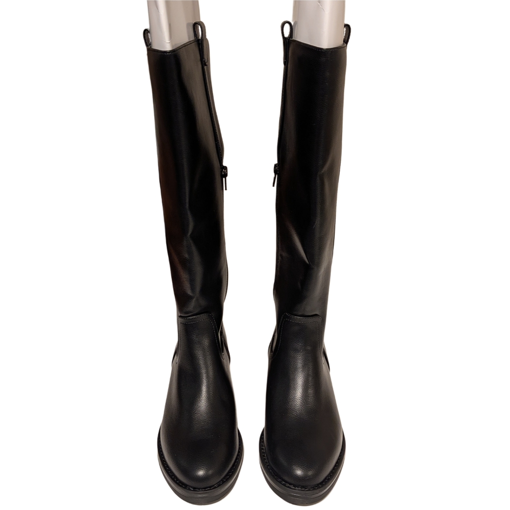 Kensie Black Knee-High Side-Zip Boots